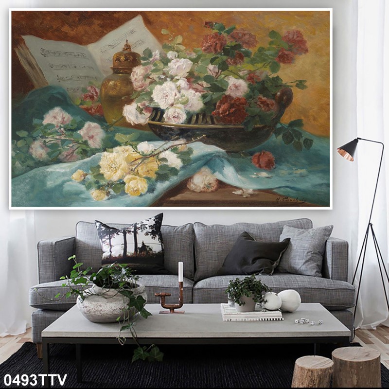 Tranh sơn dầu tĩnh vật hoa quả 0493TTV