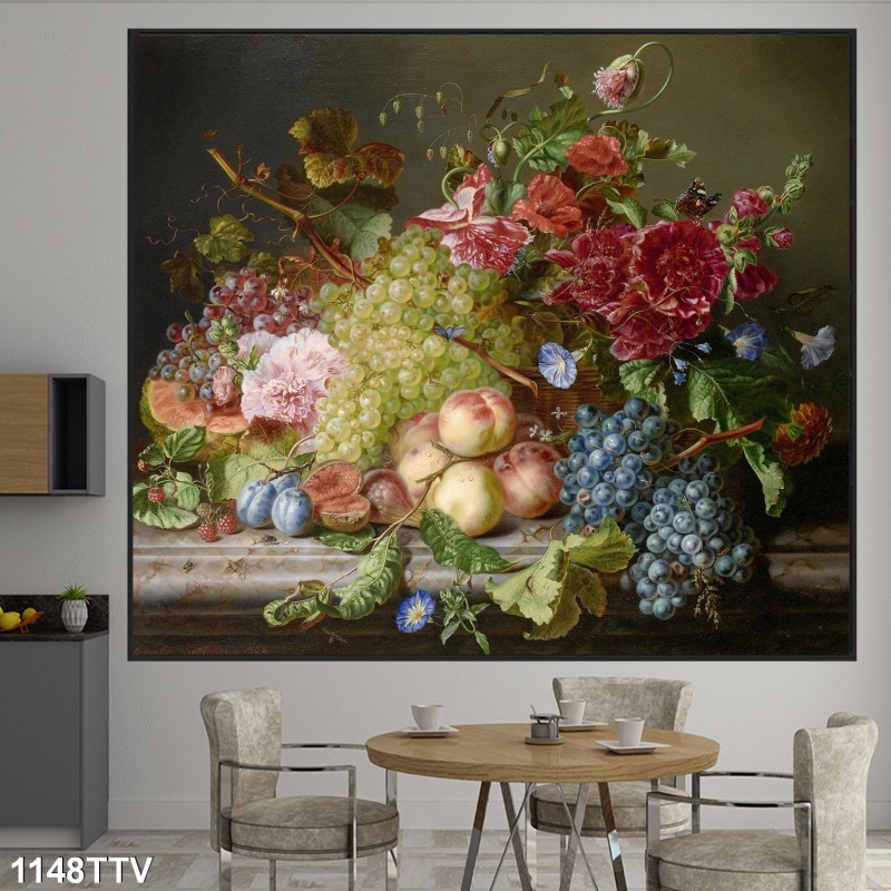 Tranh sơn dầu tĩnh vật hoa quả 1148TTV