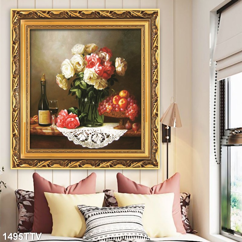 Tranh sơn dầu tĩnh vật hoa quả 1495TTV