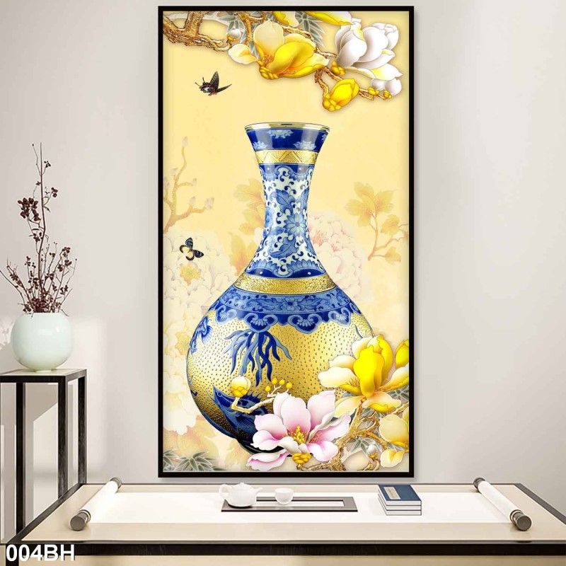 Tranh bình hoa cổ 004BH