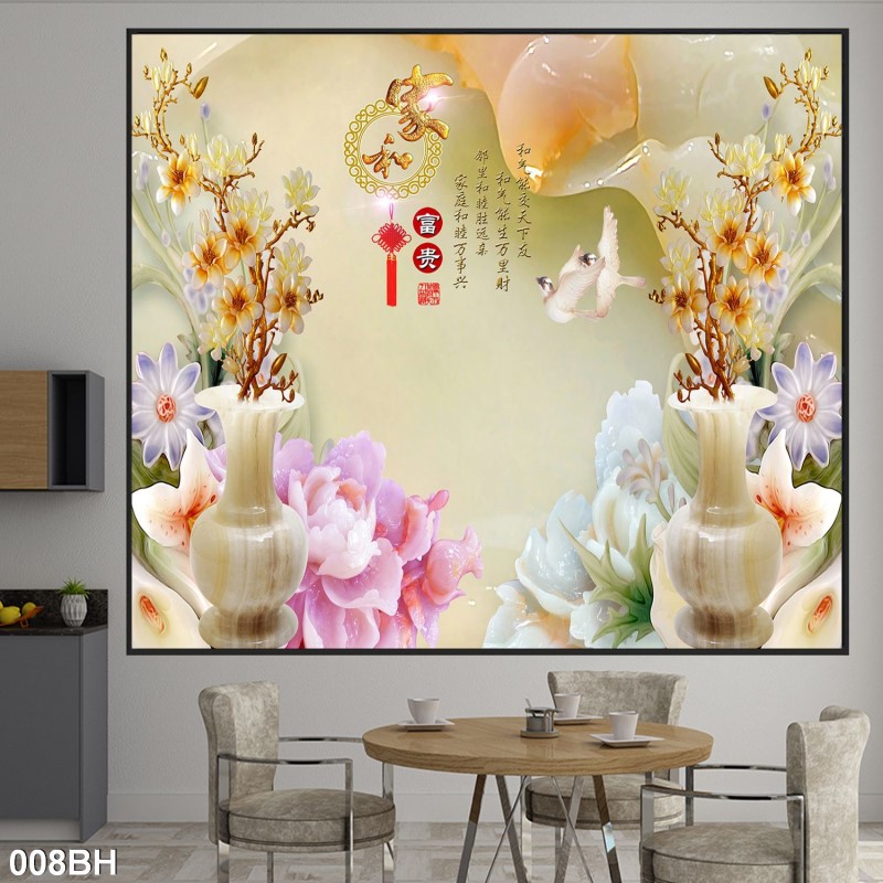 Tranh bình hoa cổ 008BH