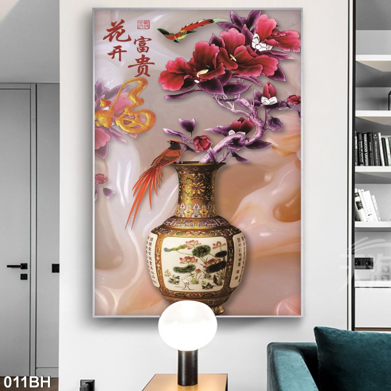 Tranh bình hoa cổ 011BH