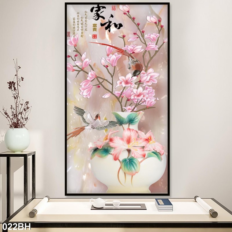 Tranh bình hoa cổ 022BH