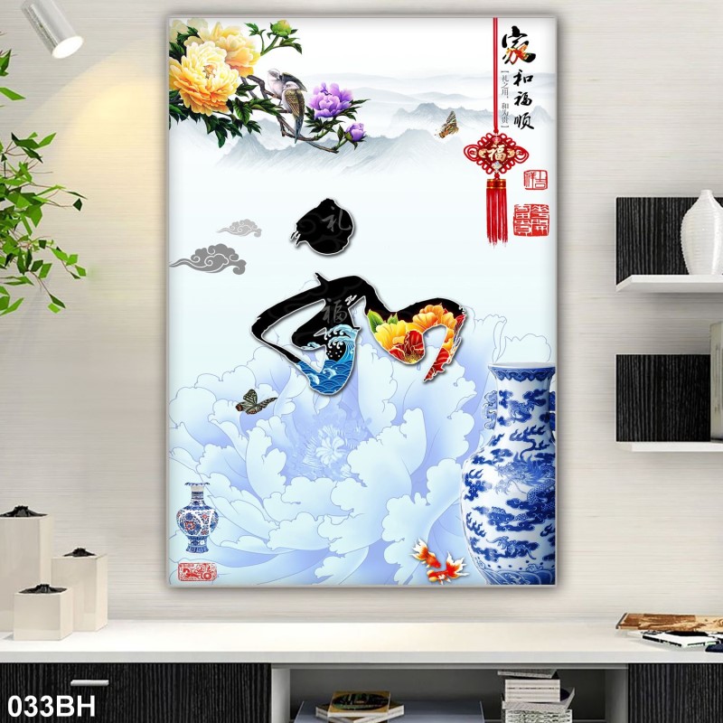 Tranh bình hoa cổ 033BH
