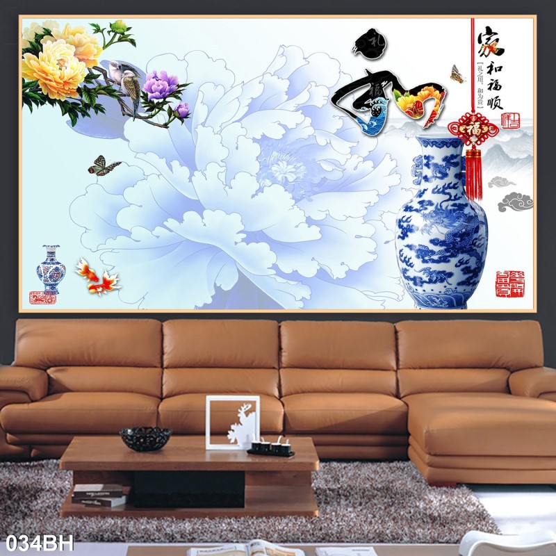 Tranh bình hoa cổ 034BH