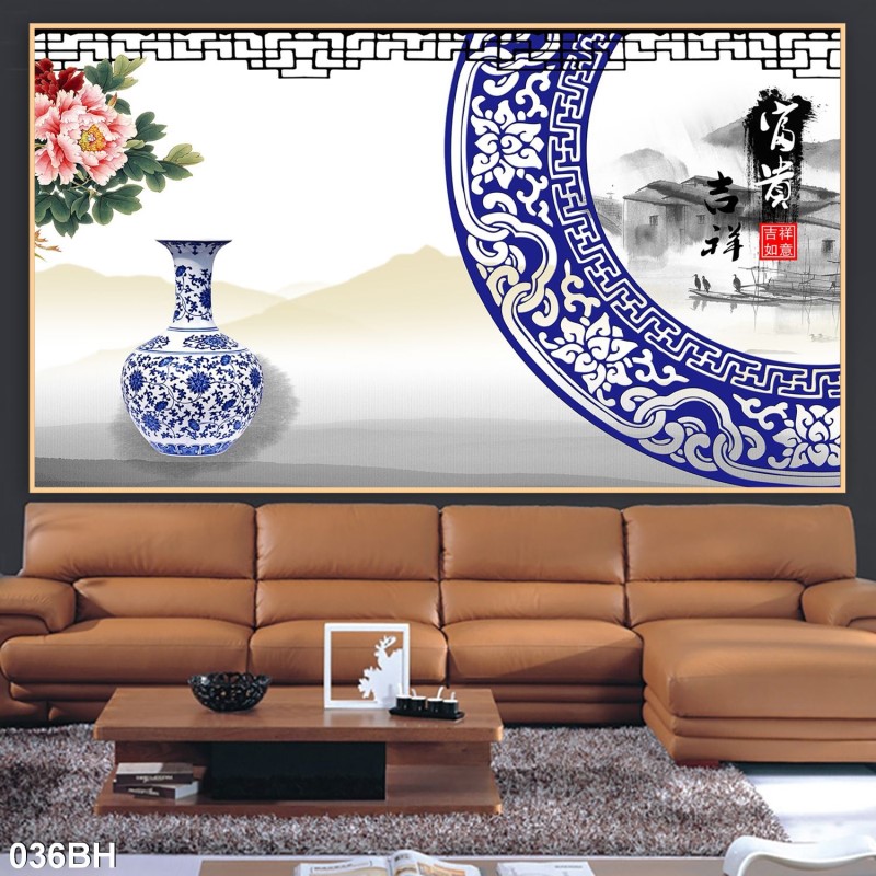 Tranh bình hoa cổ 036BH
