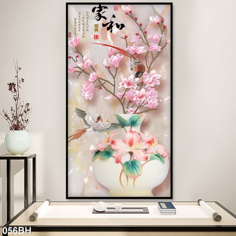Tranh bình hoa cổ 056BH