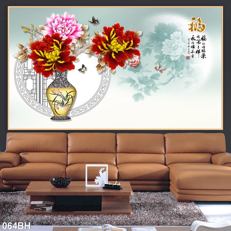 Tranh bình hoa cổ 064BH