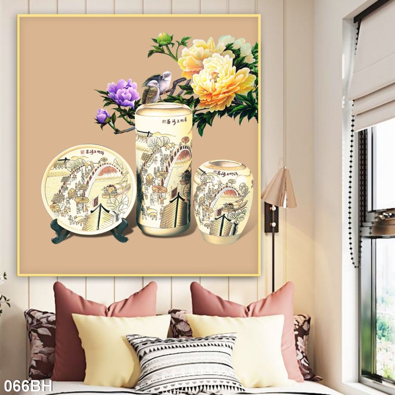 Tranh bình hoa cổ 066BH