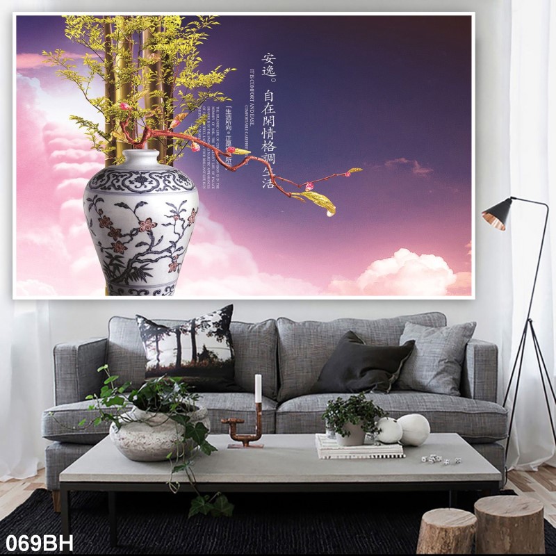 Tranh bình hoa cổ 069BH