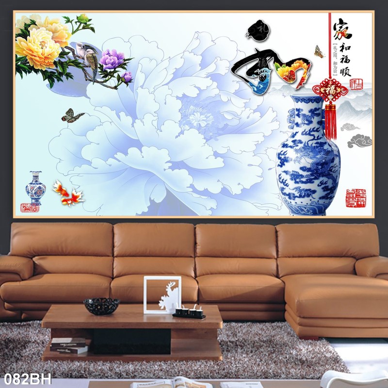 Tranh bình hoa cổ 082BH