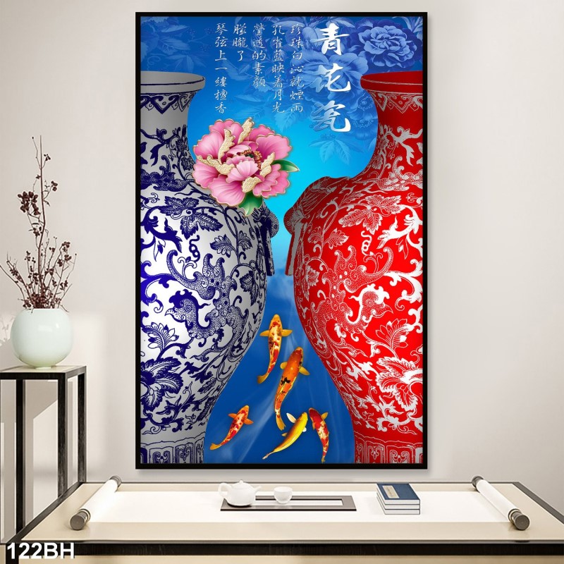 Tranh bình hoa cổ 122BH