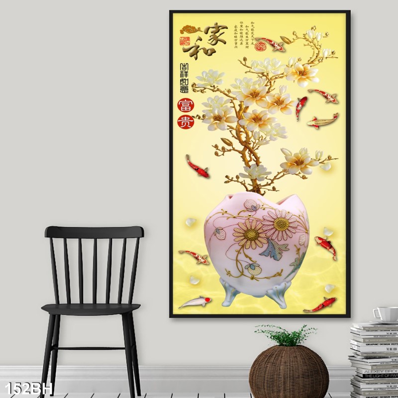 Tranh bình hoa cổ 152BH