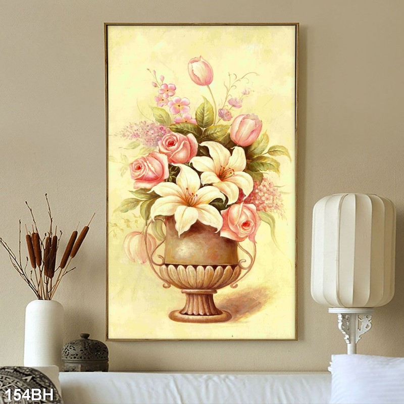 Tranh bình hoa cổ 154BH