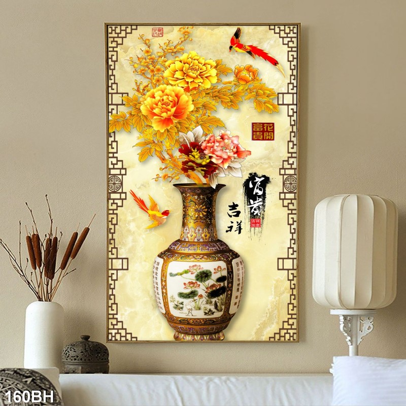 Tranh bình hoa cổ 160BH