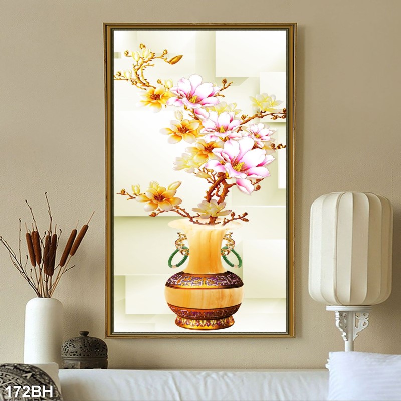 Tranh bình hoa cổ 172BH