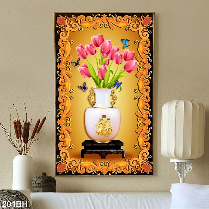 Tranh bình hoa cổ 201BH
