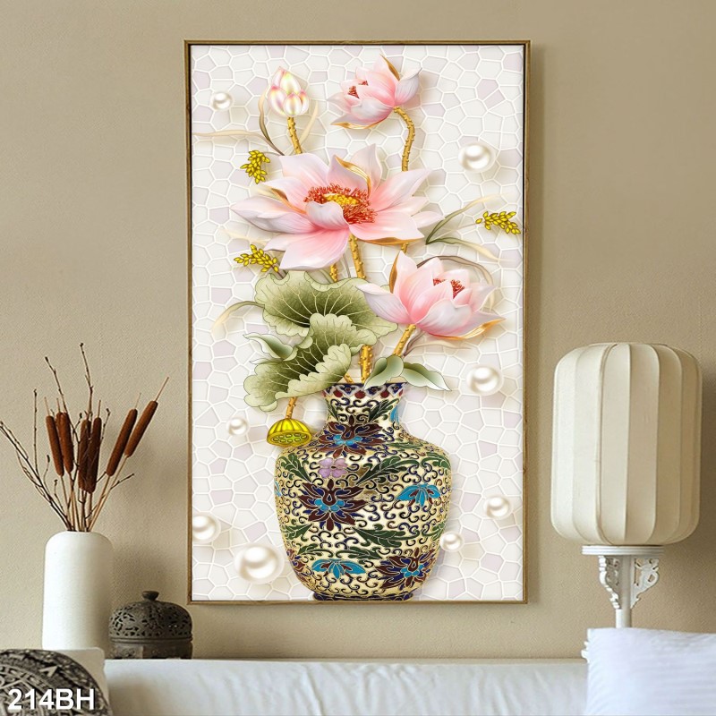 Tranh bình hoa cổ 214BH