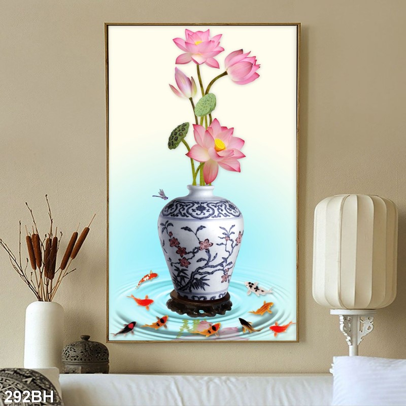 Tranh bình hoa cổ 292BH