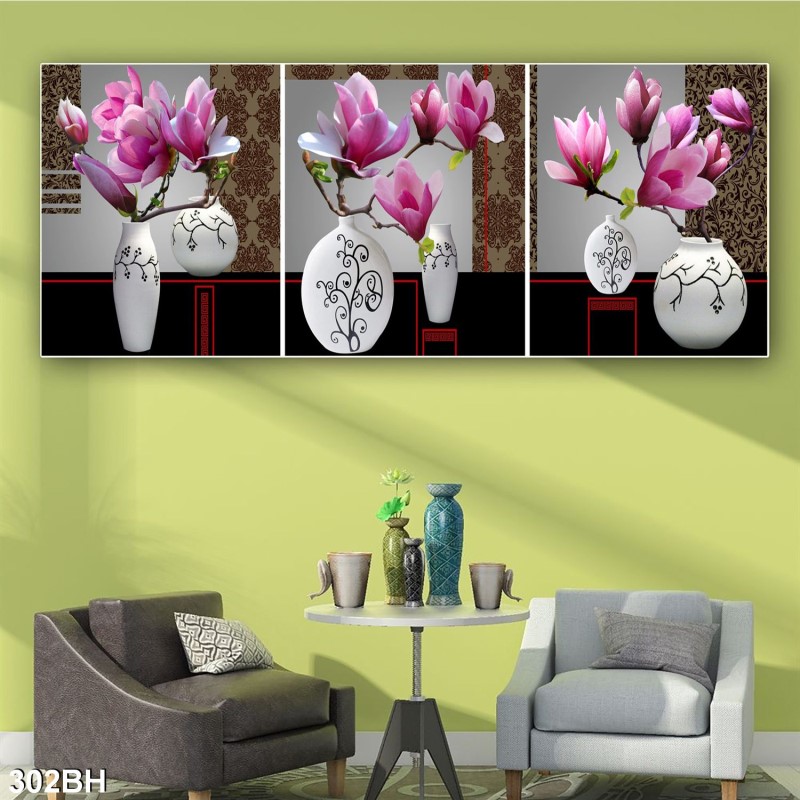 Tranh bình hoa cổ 302BH