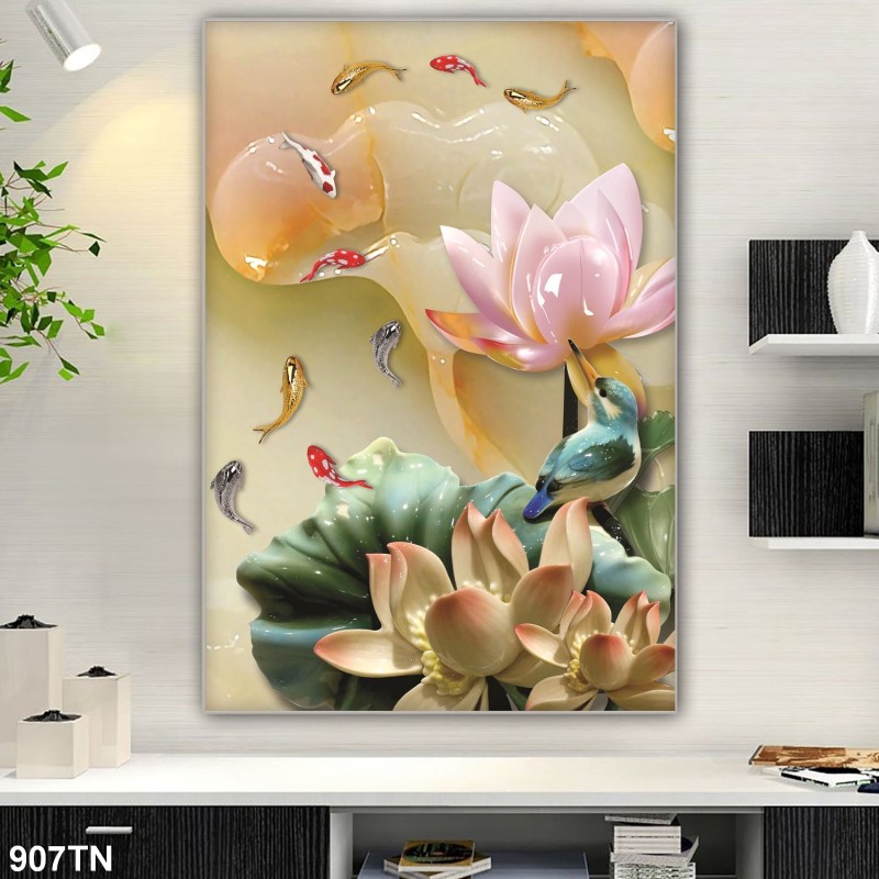 Tranh giả ngọc, điêu khắc gỗ 907TN