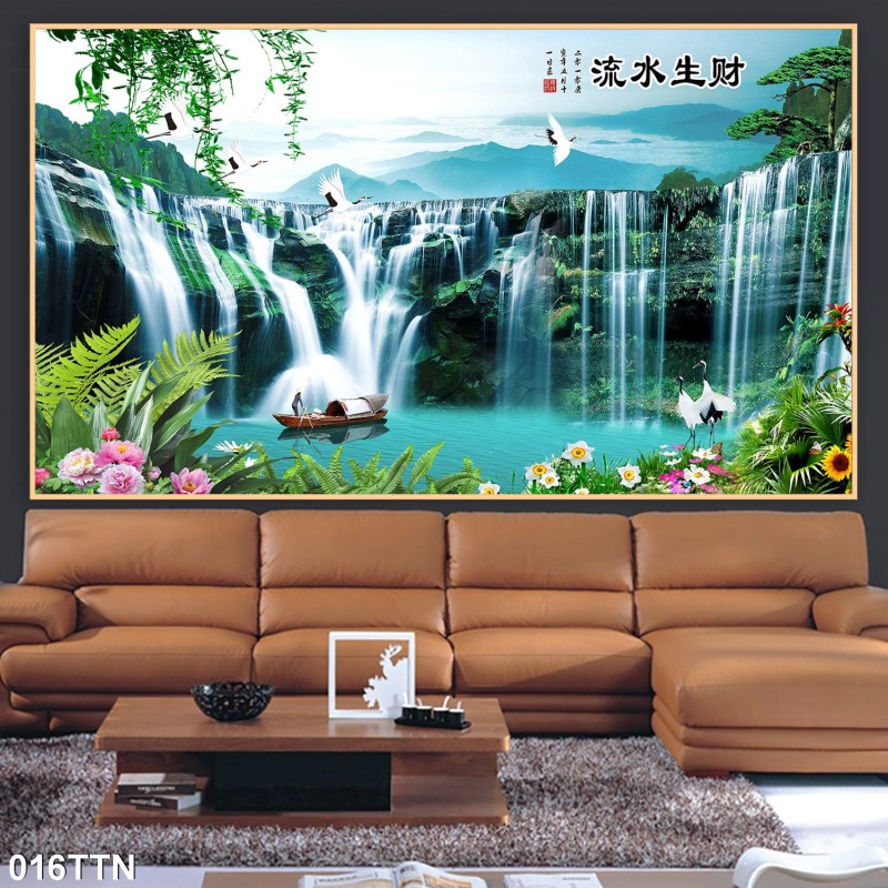 Tranh thác nước, phong thủy 016TTN