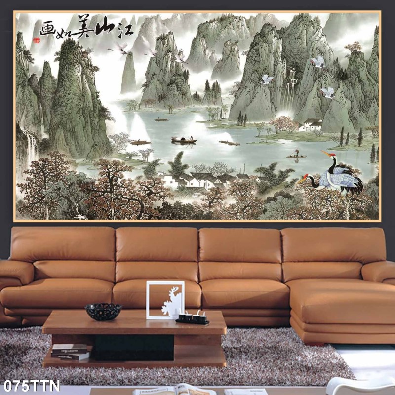 Tranh thác nước, phong thủy 075TTN