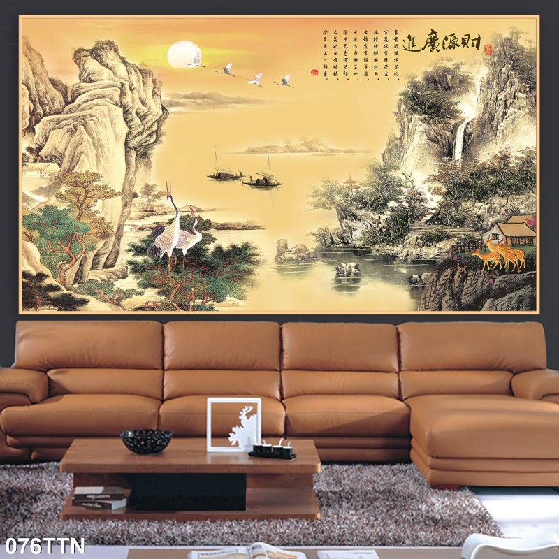 Tranh thác nước, phong thủy 076TTN