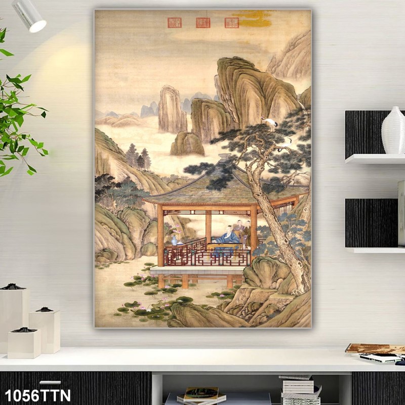 Tranh thác nước, phong thủy 1056TTN