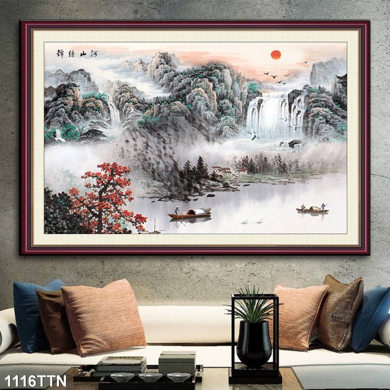 Tranh thác nước, phong thủy 1116TTN