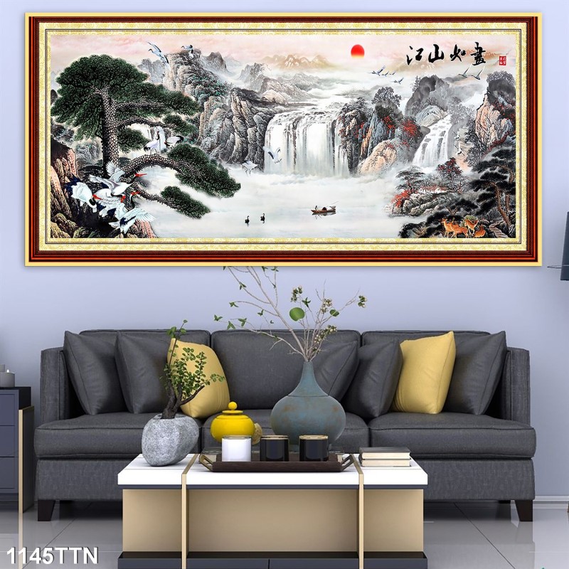 Tranh thác nước, phong thủy 1145TTN