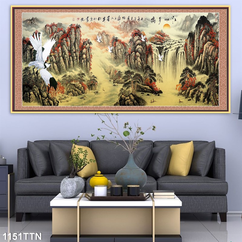 Tranh thác nước, phong thủy 1151TTN