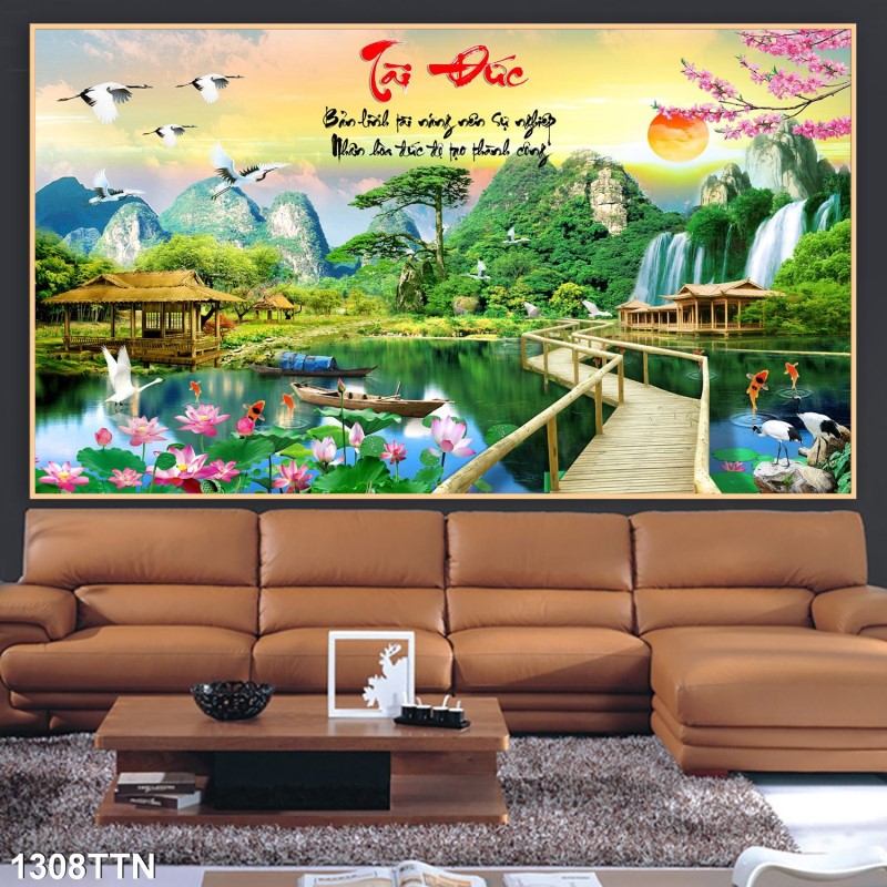 Tranh thác nước, phong thủy 1308TTN