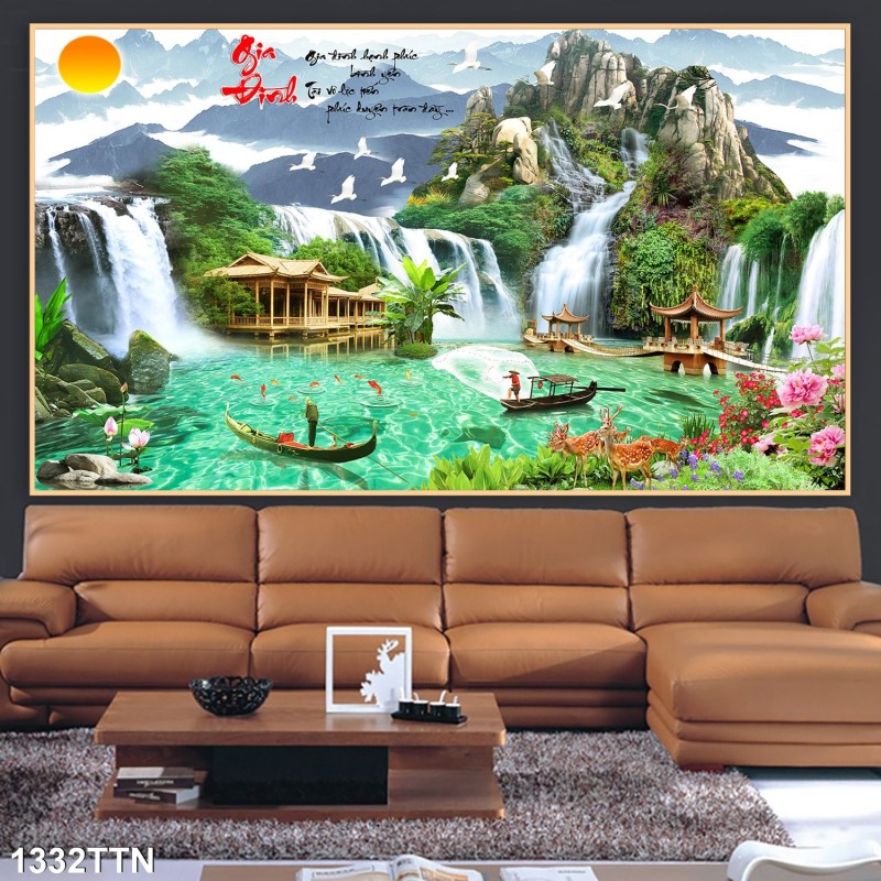 Tranh thác nước, phong thủy 1332TTN
