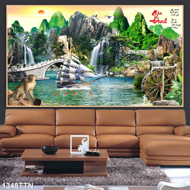 Tranh thác nước, phong thủy 1348TTN
