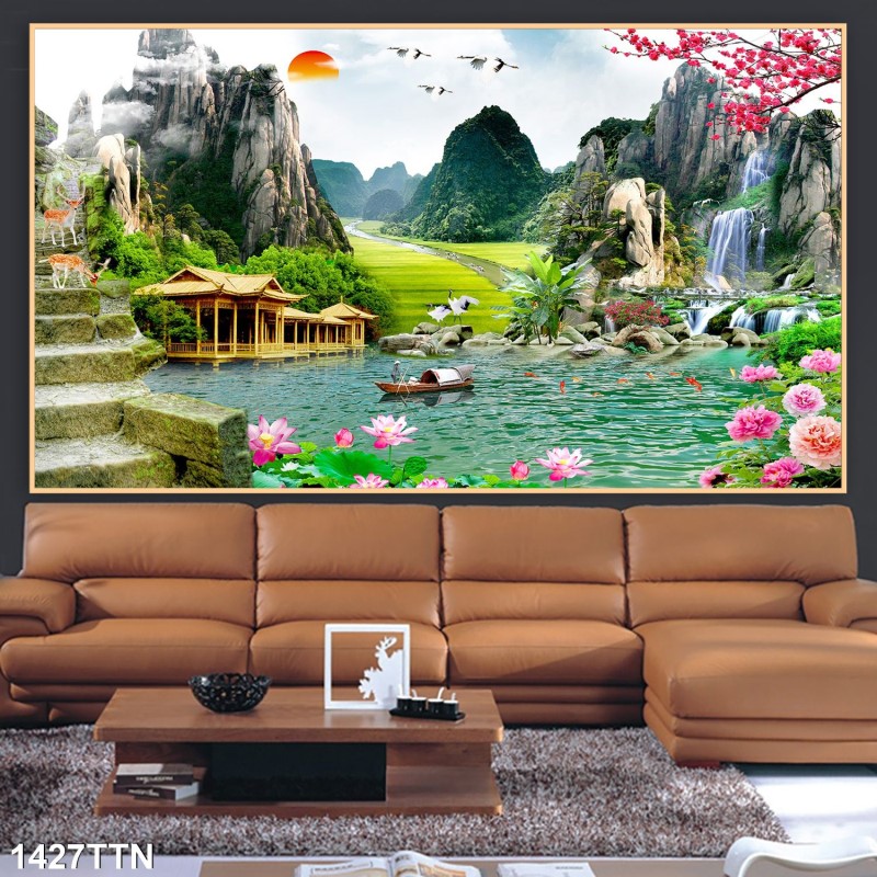 Tranh thác nước, phong thủy 1427TTN
