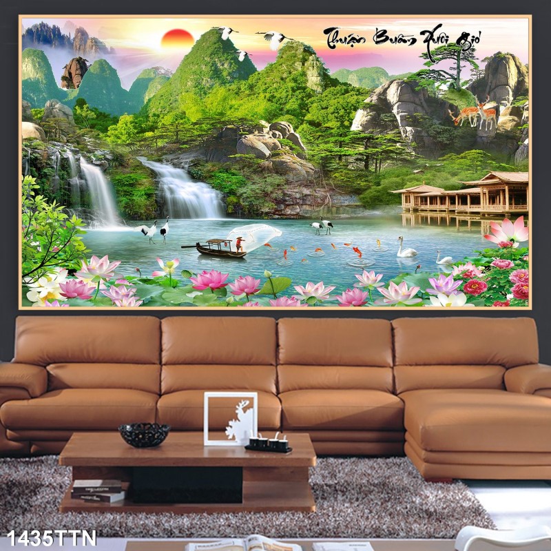 Tranh thác nước, phong thủy 1435TTN