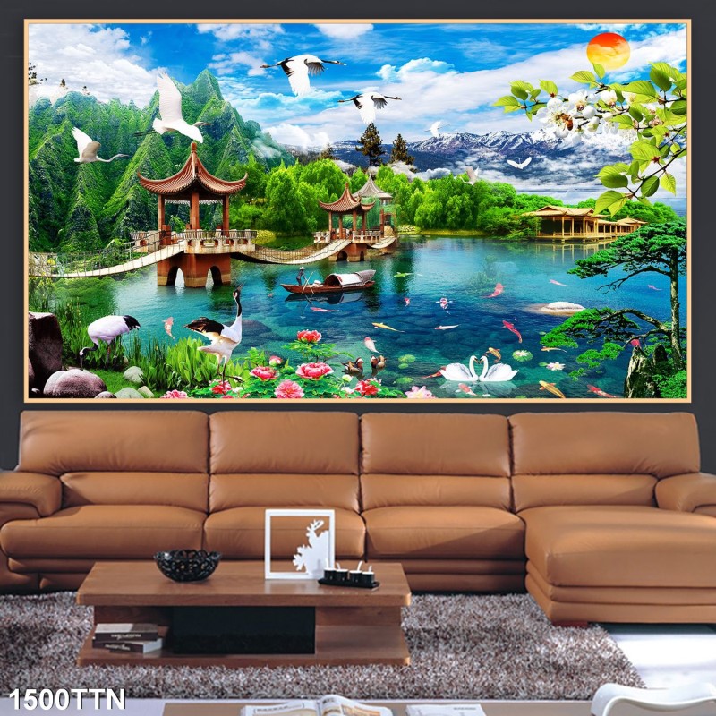 Tranh thác nước, phong thủy 1500TTN
