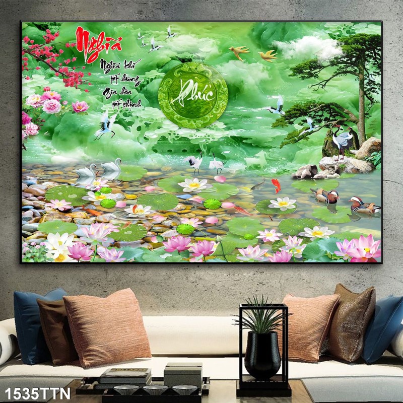 Tranh thác nước, phong thủy 1535TTN