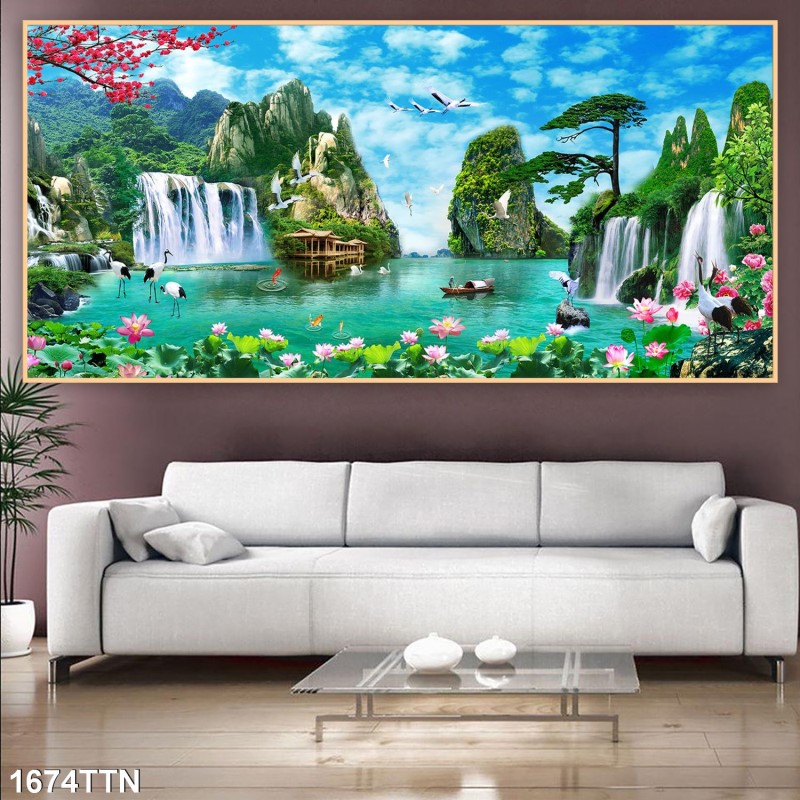 Tranh thác nước, phong thủy 1674TTN