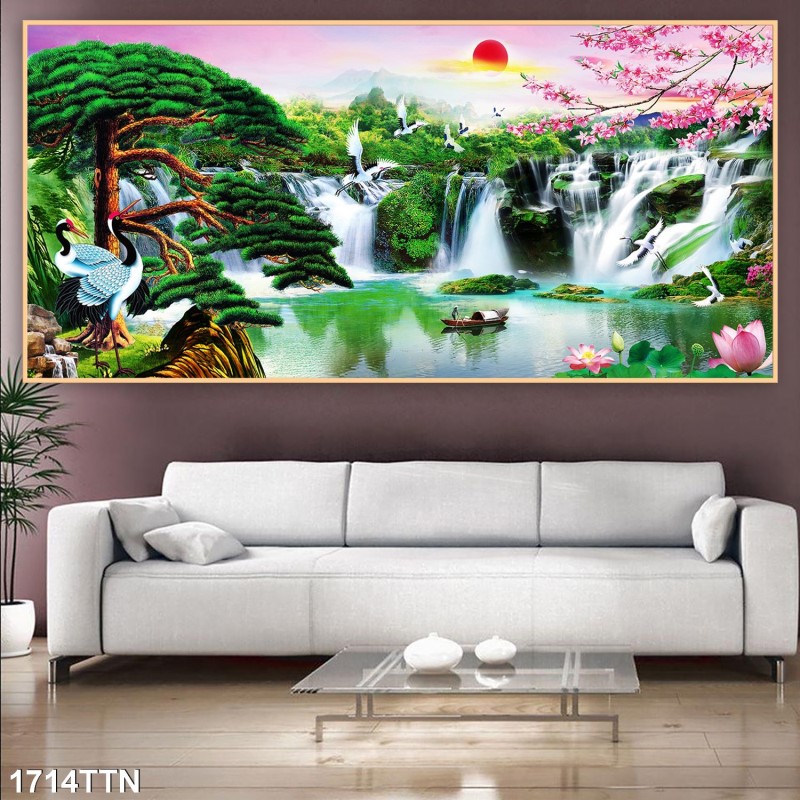 Tranh thác nước, phong thủy 1714TTN