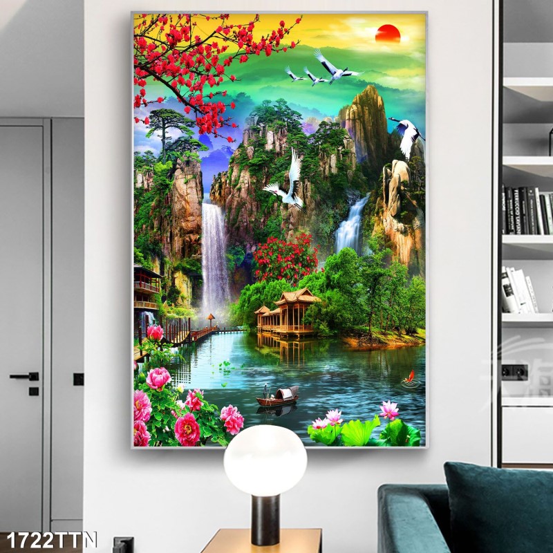 Tranh thác nước, phong thủy 1722TTN