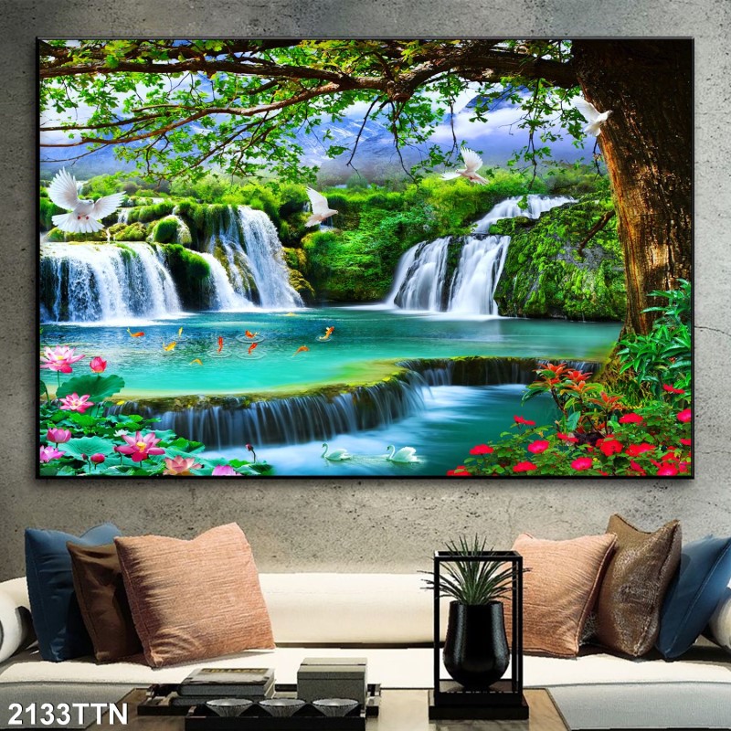 Tranh thác nước, phong thủy 2133TTN