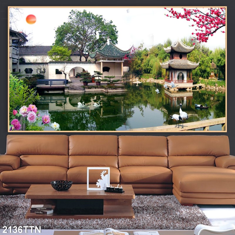 Tranh thác nước, phong thủy 2136TTN