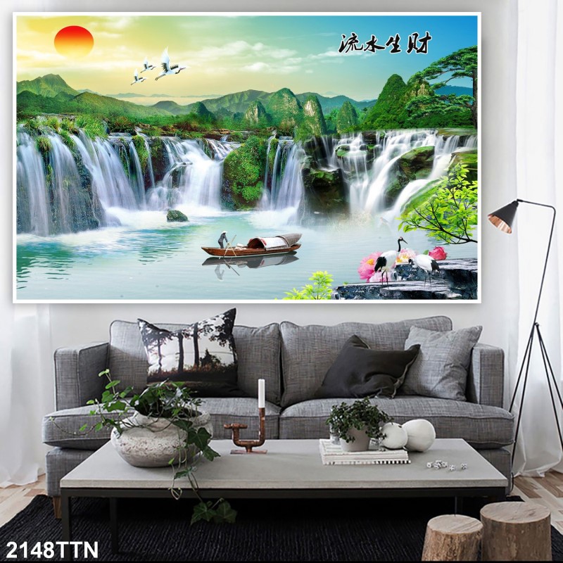 Tranh thác nước, phong thủy 2148TTN