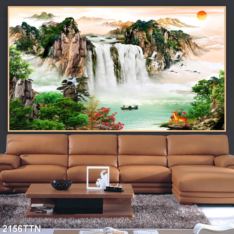 Tranh thác nước, phong thủy 2156TTN