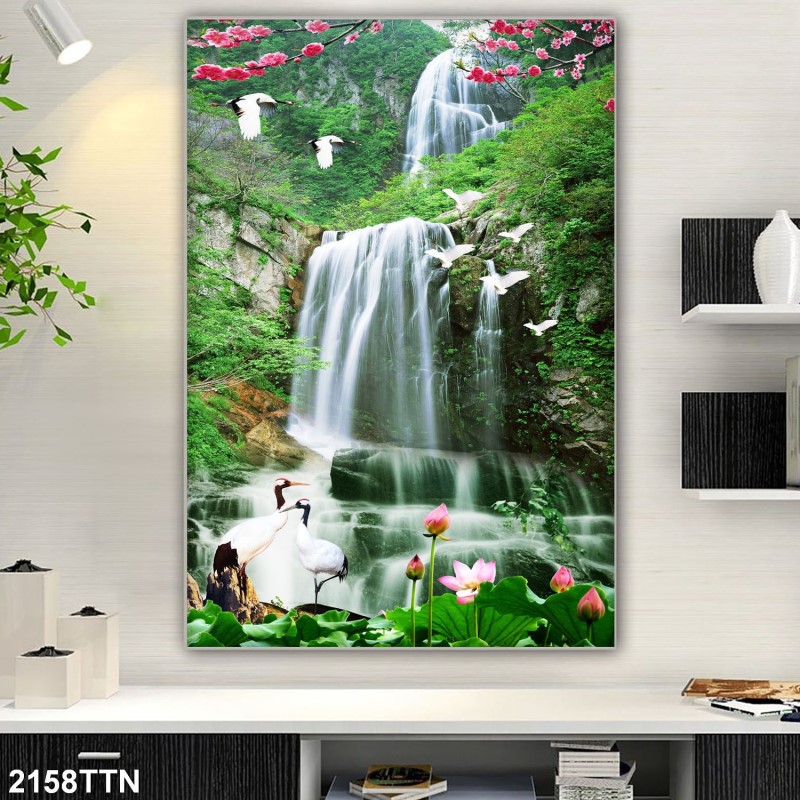 Tranh thác nước, phong thủy 2158TTN