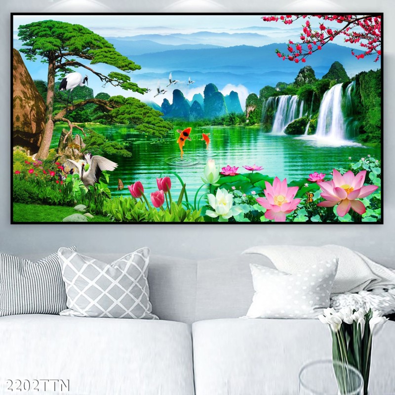 Tranh thác nước, phong thủy 2202TTN
