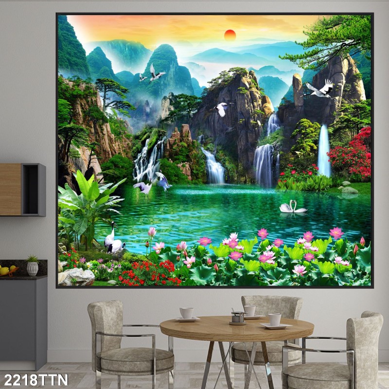 Tranh thác nước, phong thủy 2218TTN