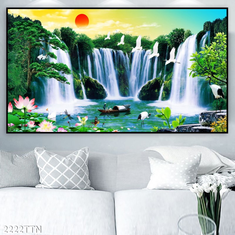Tranh thác nước, phong thủy 2222TTN